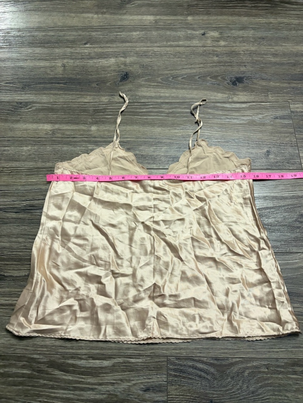 70s/80s European Vintage 100% Silk Cami Top w Lace Trim (Cream/Tan) Size S/M - Picture 9 of 9